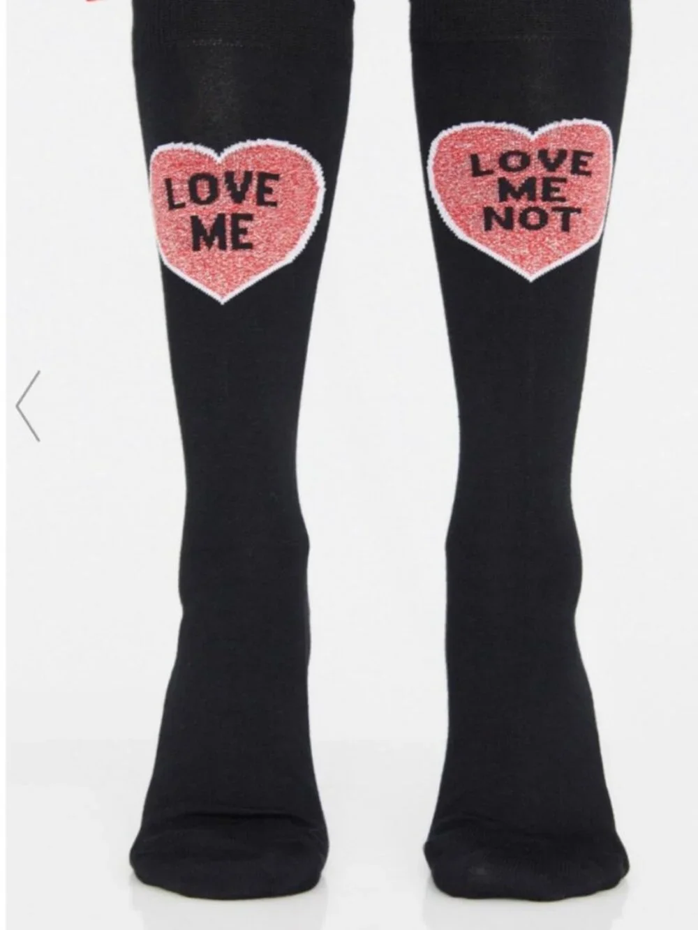 Dr. Martens Love Me Love Me Not Knee High Socks Black Pink Heart Rare